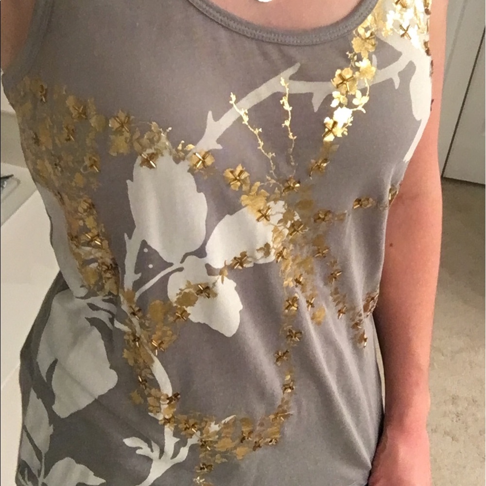 Express Gray & Gold Butterfly Tank