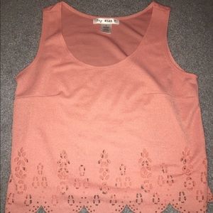 Coral tank top with hem design worn once