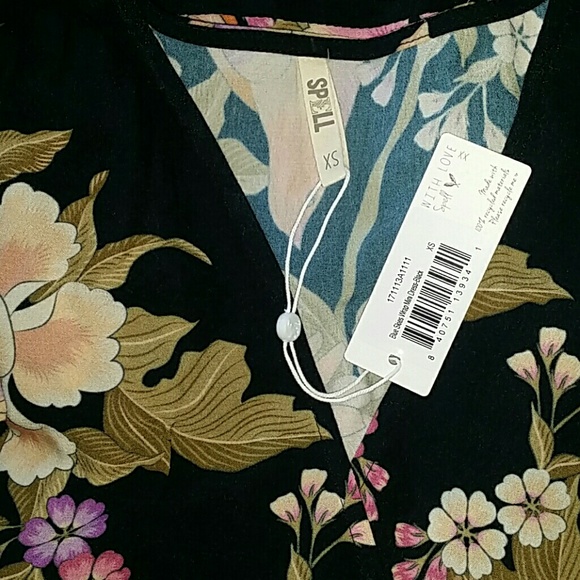 New spell blue skies wrap dress mini black designs - Picture 5 of 5