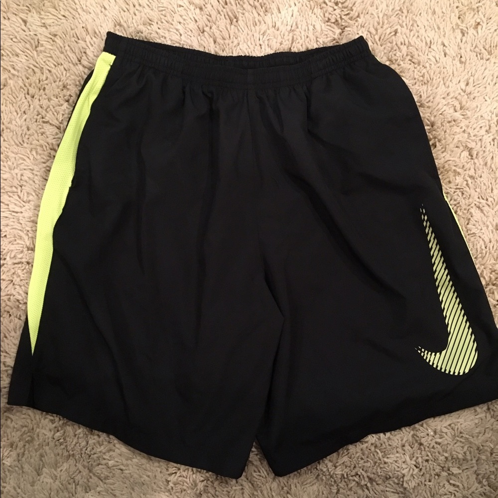 Large Black w/ Volt Side Nike Dri-Fit Shorts