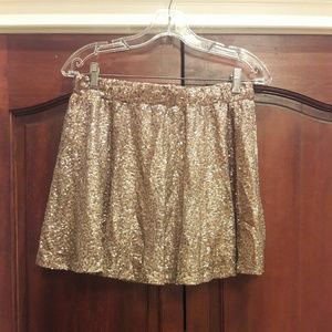 Bronze sequined mini skater skirt