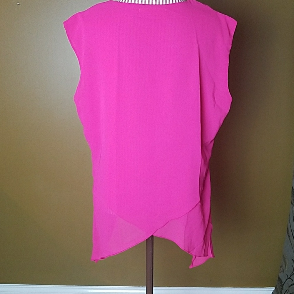LAST ONE! Plus Size Fuchsia Pink Asymmetrical Top - Picture 3 of 3