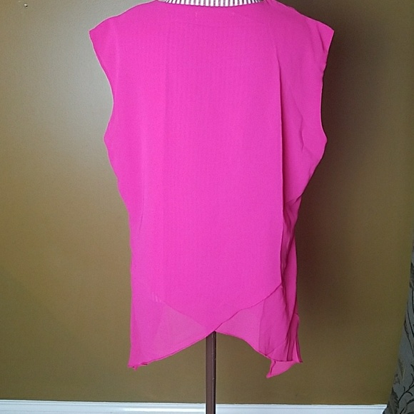 LAST ONE! Plus Size Fuchsia Pink Asymmetrical Top - Picture 3 of 3
