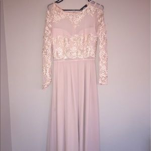 Blush Pink Long Sleeve Maxi Dress