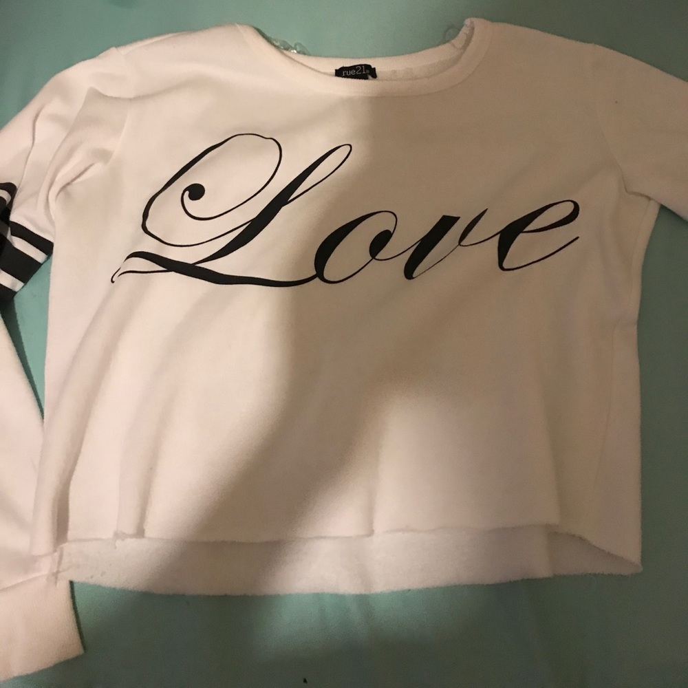 Rue21, "Love" White Crop Top, Juniors