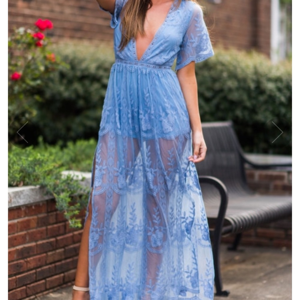 blue lace maxi romper!