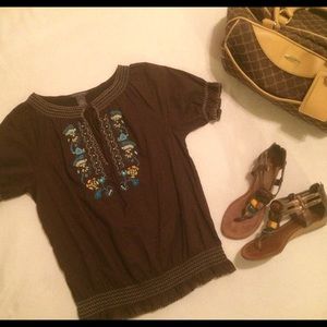Banana Republic brown peasant top