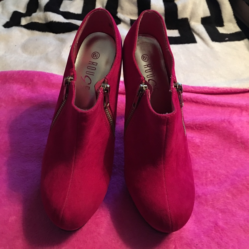 Hot pink booties with heel