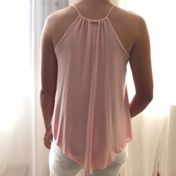Jersey V-Neck Gathered Asymmetric Racerback Top - Picture 2 of 4
