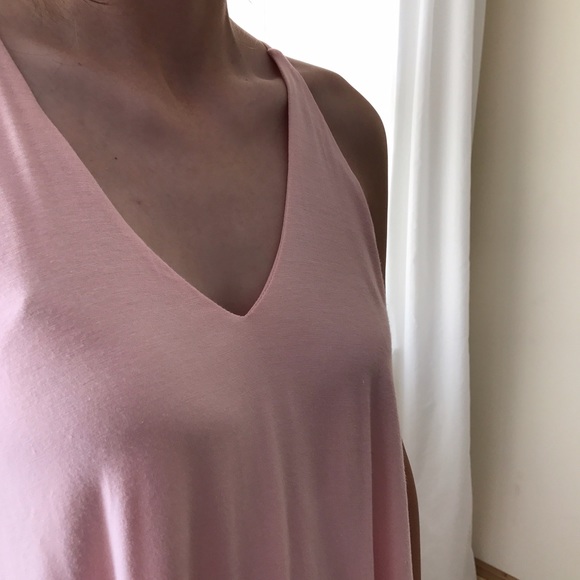 Jersey V-Neck Gathered Asymmetric Racerback Top - Picture 3 of 4