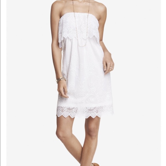 Express Dresses Nwt Express Strapless Dress In Cream Lace Poshmark