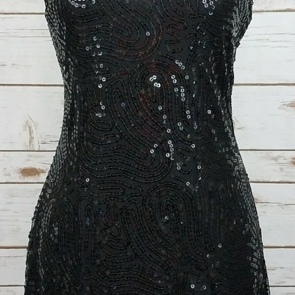{Calvin Klein} Black Sequin Knit Tank Dress Sz. 8 - Picture 5 of 7