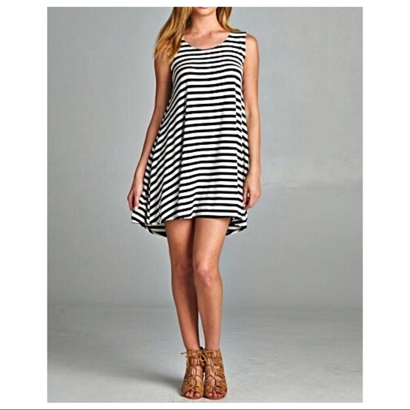 Striped Scoop Neck Swing Dress with Cutout Back - Picture 4 of 7