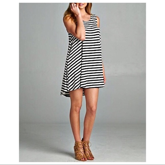 Striped Scoop Neck Swing Dress with Cutout Back - Picture 6 of 7