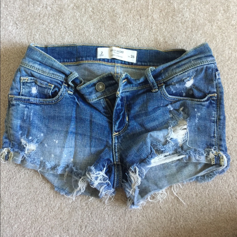 Distressed jean booty shorts