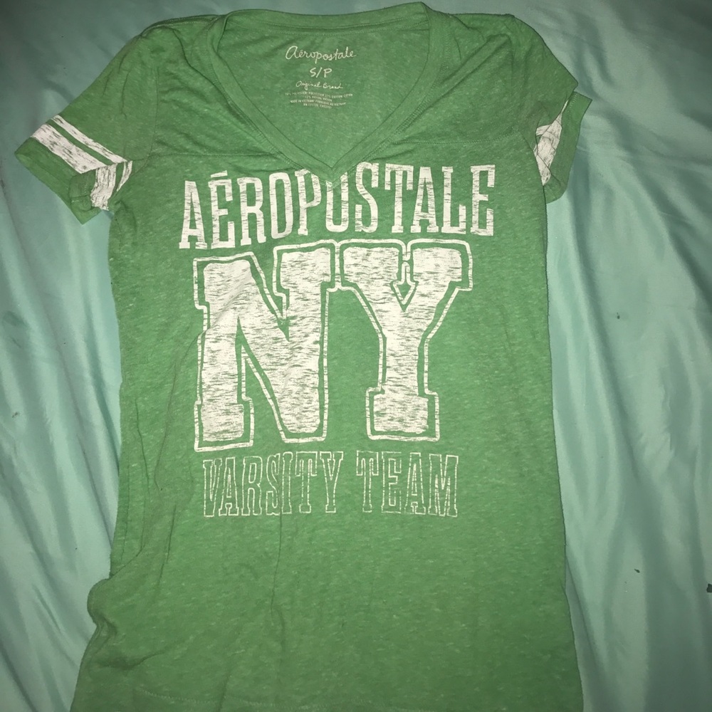 Aeropostale, Juniors, Green, V-Neck, Shirt