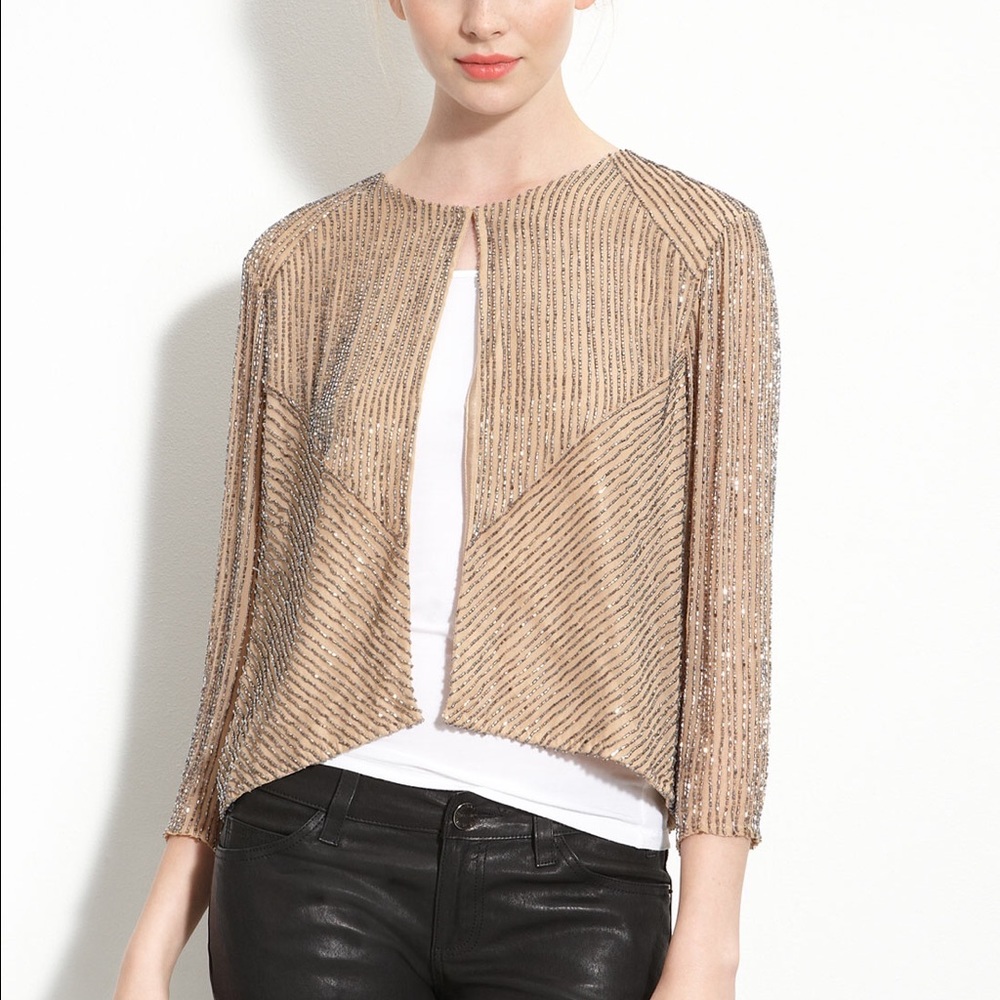 SOLD Parker silk beaded cropped jacket