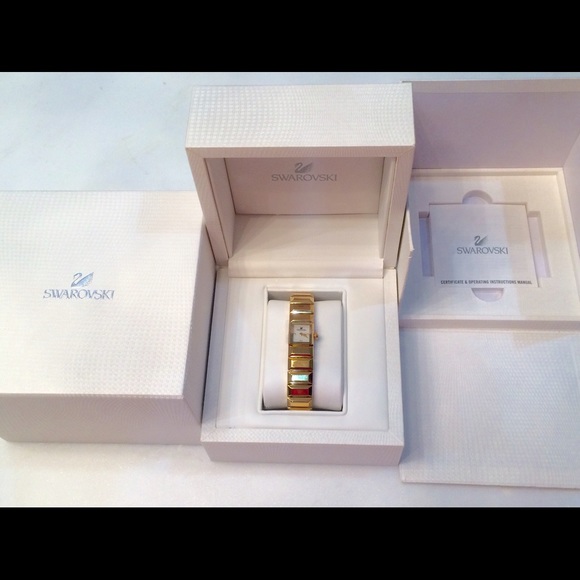 NWOT?Swarovski?Baguette Gold Bangle Watch0999987 main image 4