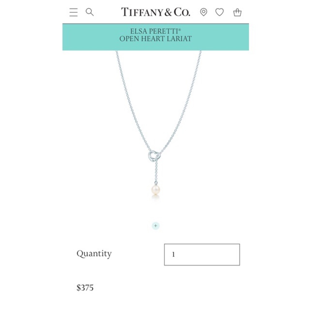 Tiffany Elsa Peretti heart pearl lariat necklace