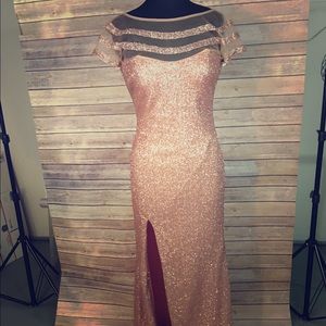 Le Femme pink rose sparkly long dress! Size 8!