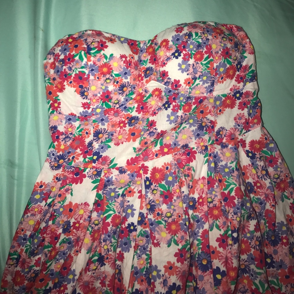 floral dress, strapless, summer sun dress