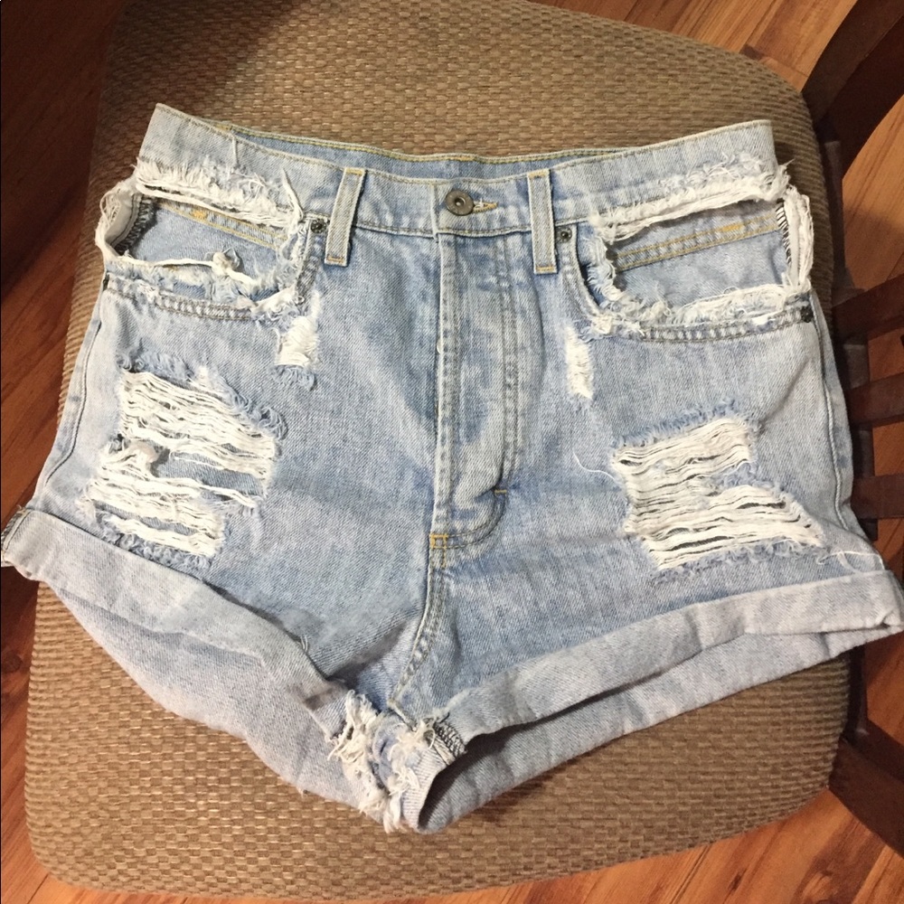 LF denim cutout shorts