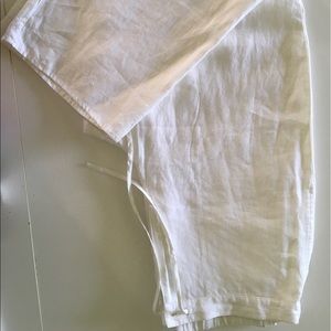 Liz White Linen Crop Pant