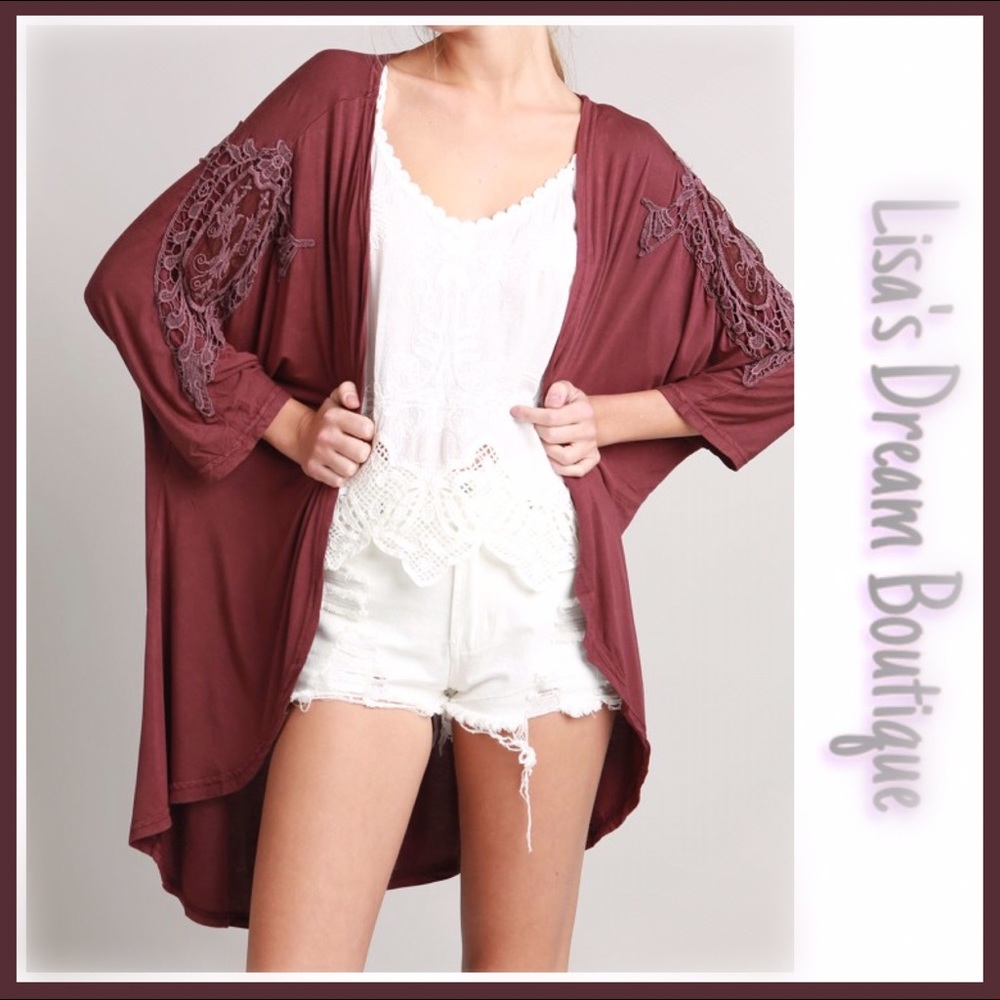 Best & Final! 1 Left!⭐️Burgundy Cocoon Kimono - Picture 6 of 6