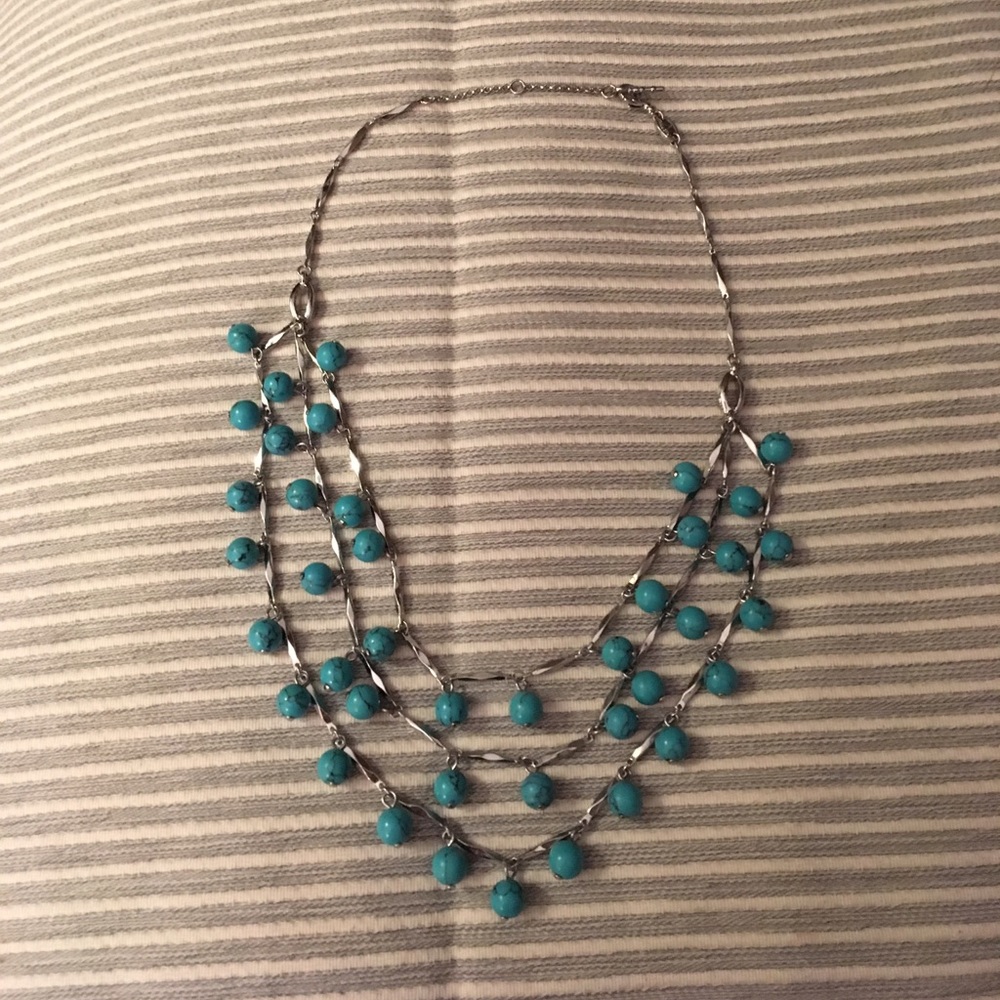 Fossil turquoise multi layer necklace