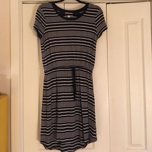Olive & Oak Grey and Navy Stripped Dress. Sz M