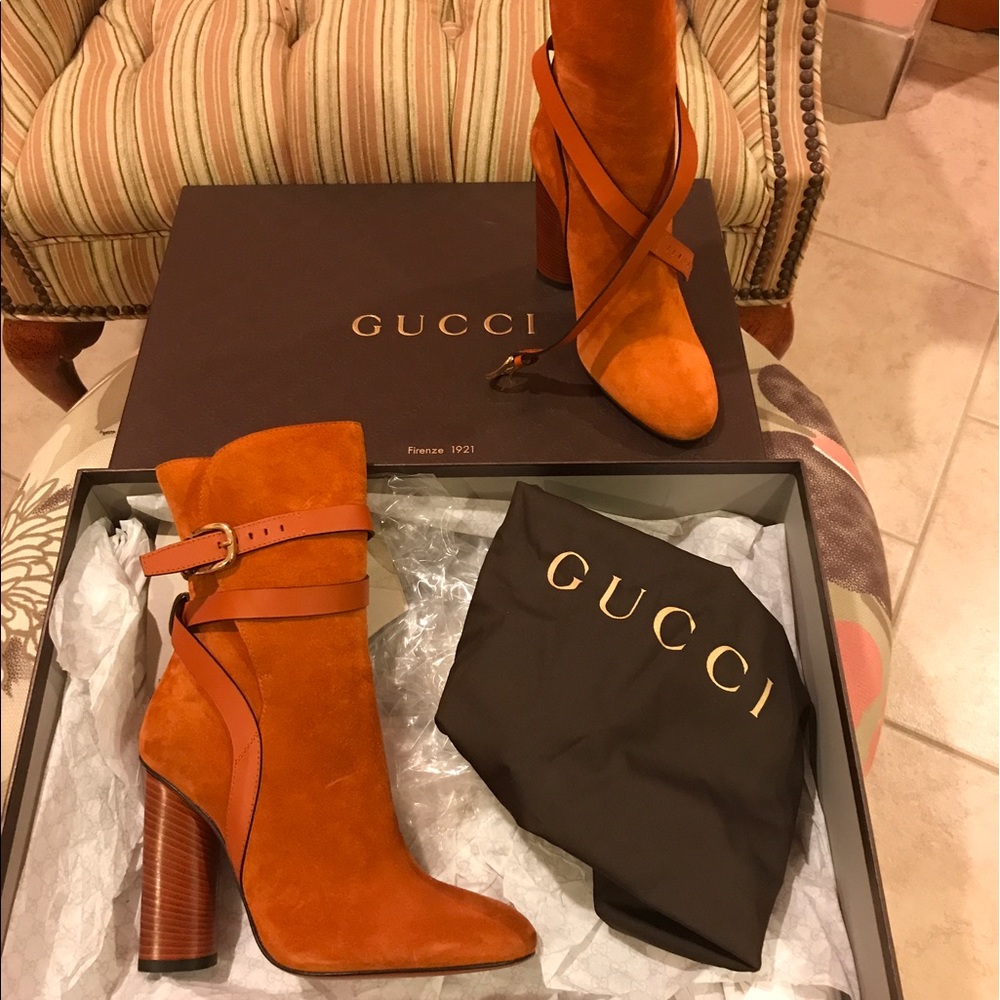 Gucci (new) Suede- size 36 1/2 Bitter Orange Boots