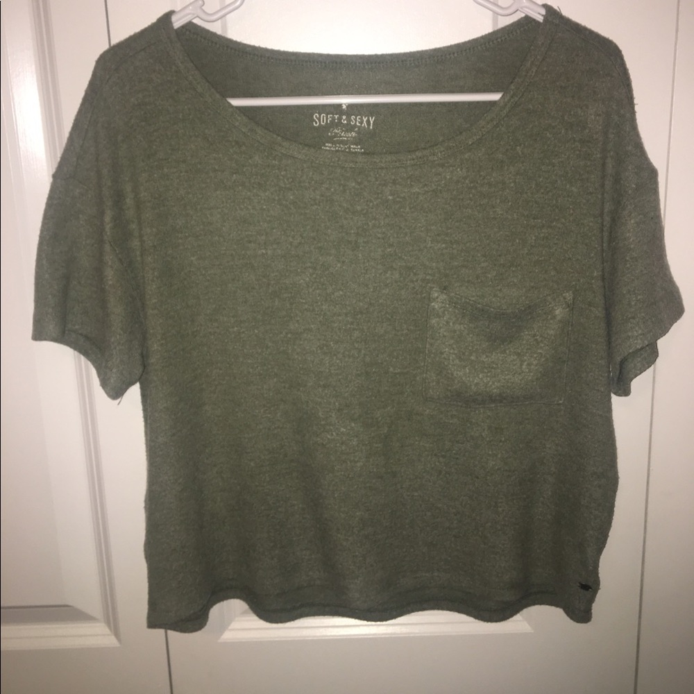 Green crop shirt