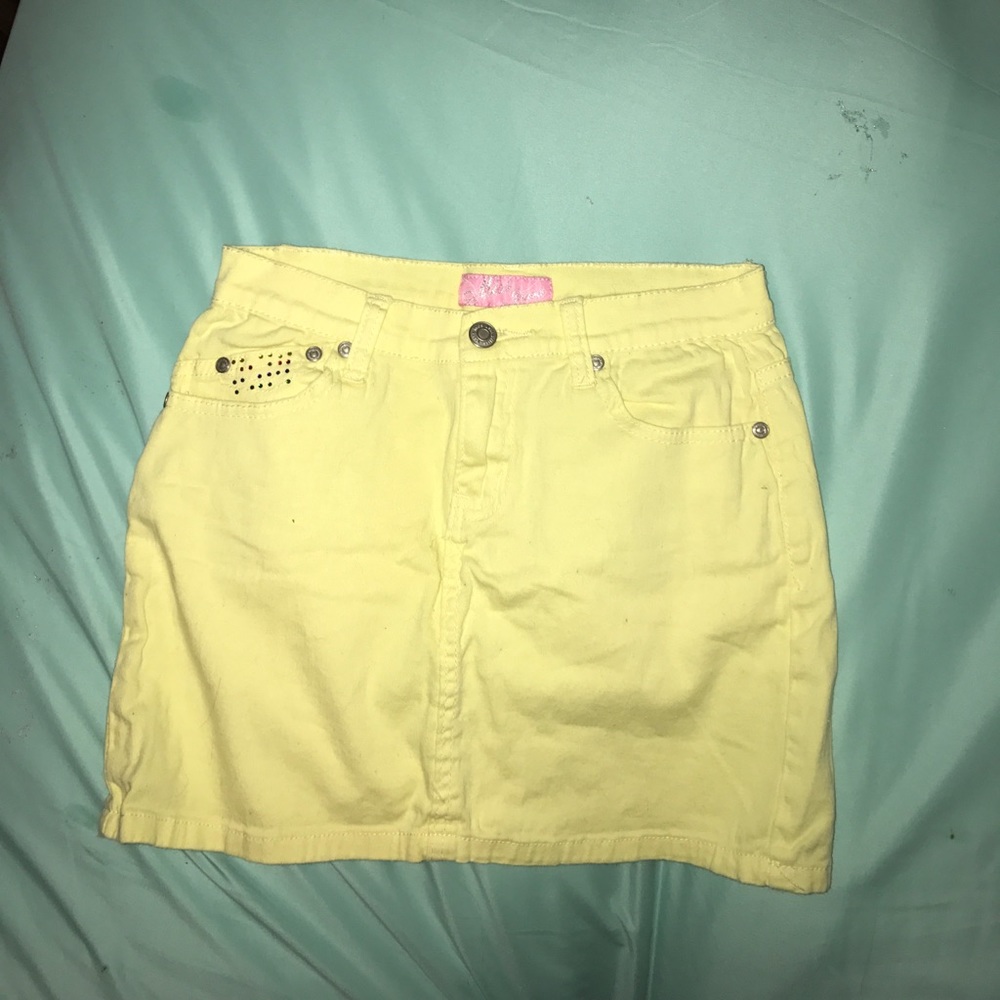 children's, yellow, jean, mini skirt