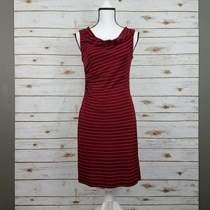 {LOFT} Red/Plum Stripe Sheath Dress-Med Pet