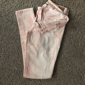 Pink & White Washed Denim Jeggings