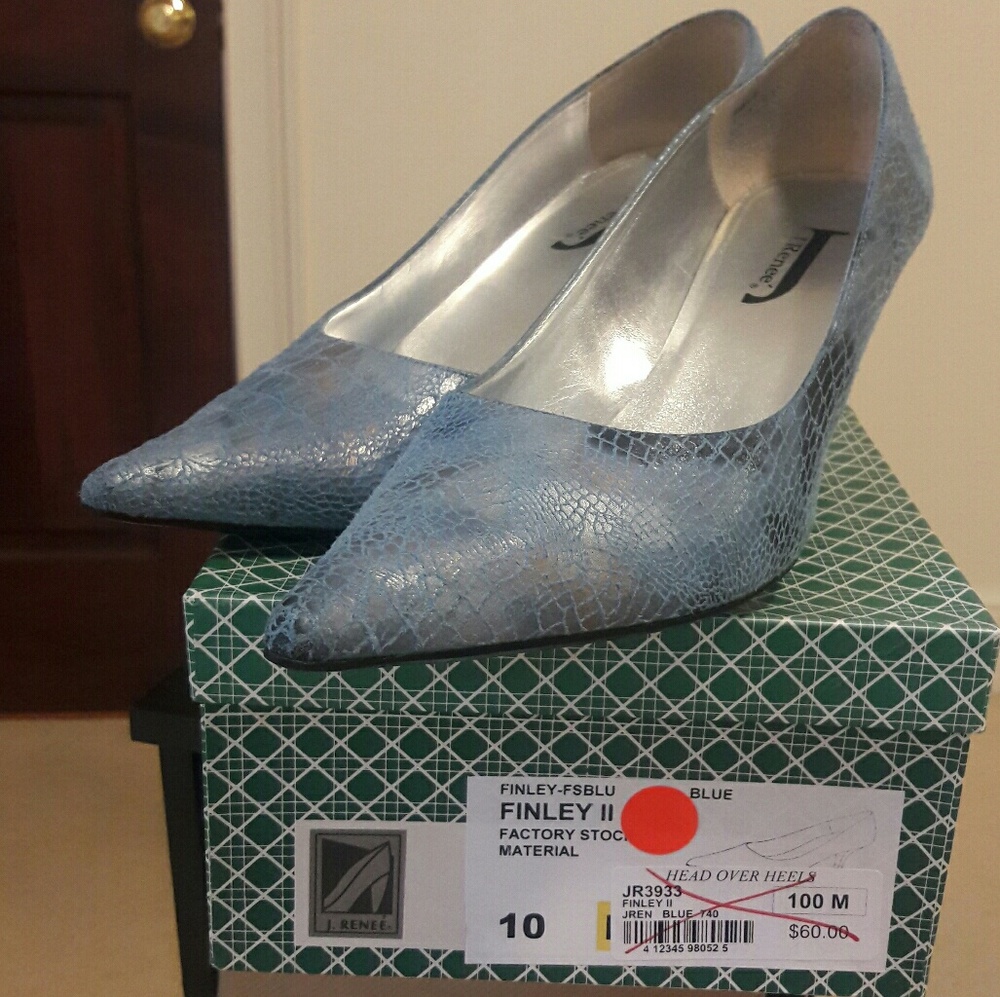 Blue Faux Python Print Shoes