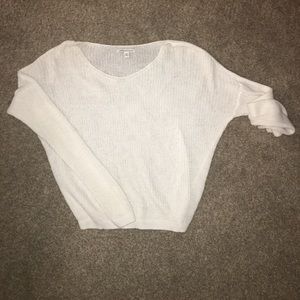 Slouchy White V-Neck AEO Sweater