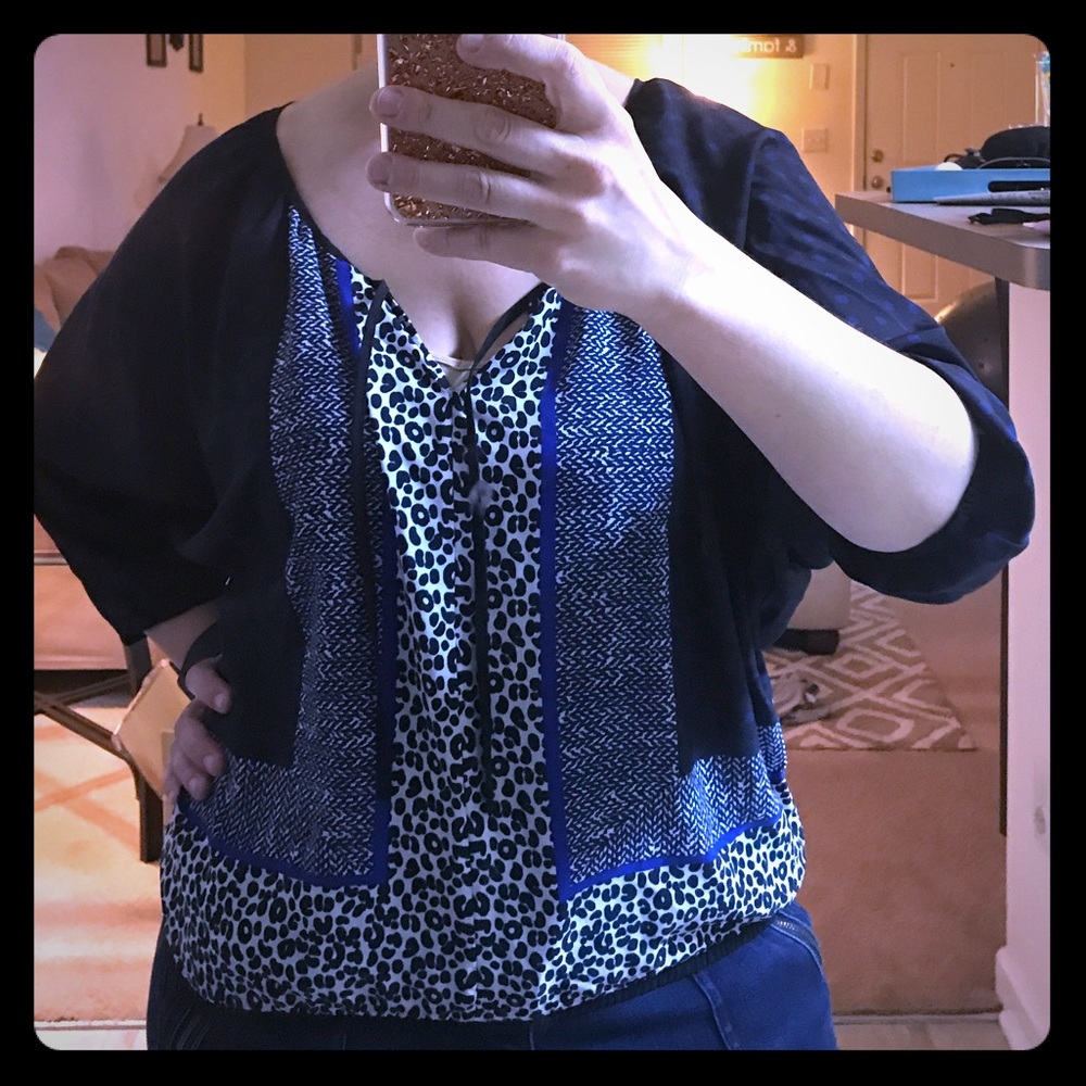 Blue and black blouse