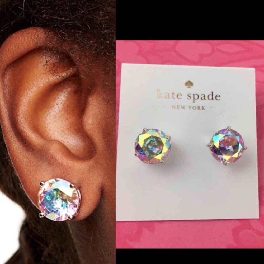 Kate Spade ♠️ GUMDROP EARRINGS Studs Iridescent - Picture 4 of 6