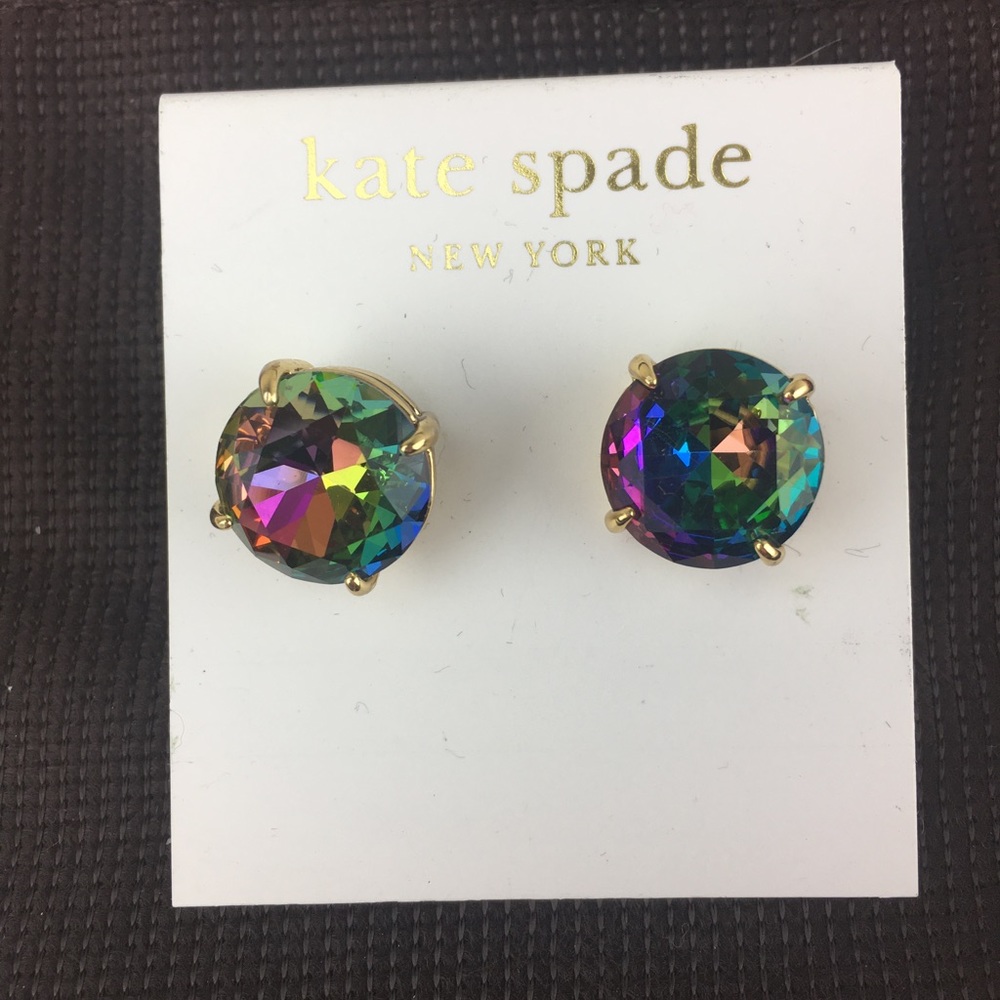 Kate Spade ♠️ GUMDROP EARRINGS Studs Iridescent - Picture 2 of 6