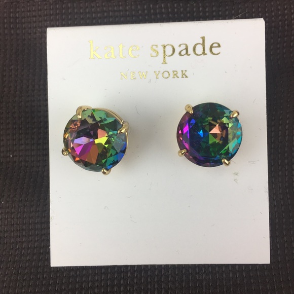 Kate Spade ♠️ GUMDROP EARRINGS Studs Iridescent - Picture 2 of 6