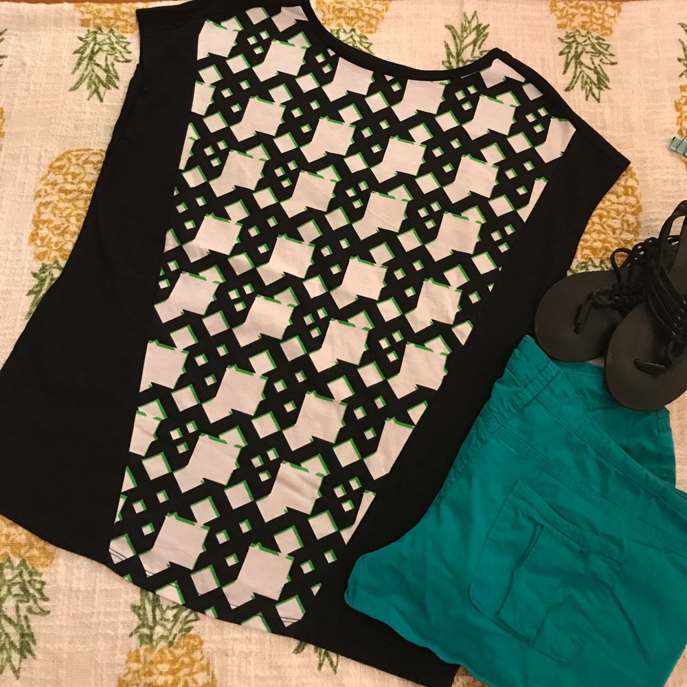 💟🌞Peter Pilotto Geometric Pattern black Top