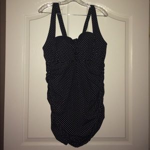 NWT Lane Bryant Swimsuit 22, Black/White Polka Dot