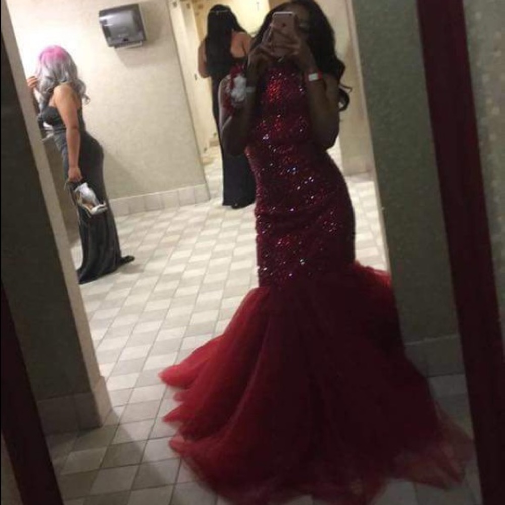 Red rhinestone mermaid dress