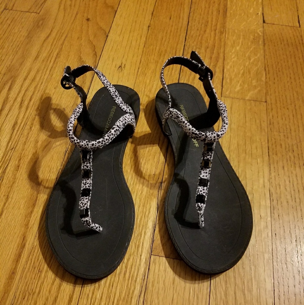 Rebecca Minkoff Grace Spotted T Strap Sandals 5.5