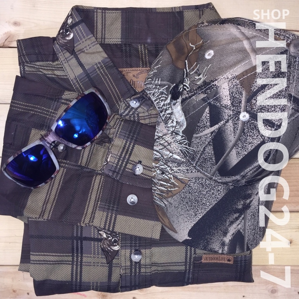 (3) CAMO SUNGLASSES, DEER HAT, DEER MEN'S FLANNEL