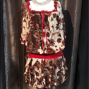 BEBE mini bohemian paisley dress size S