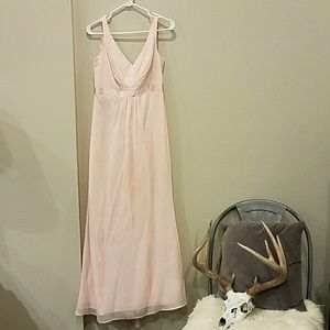 Flowy Blush Pink Wedding Guest Bridesmaid Dress