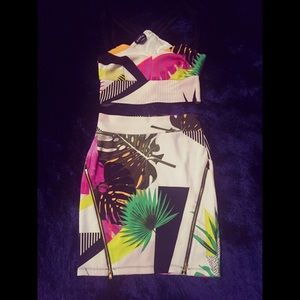 #Bebe Crop top and Skirt set #tropical #palm