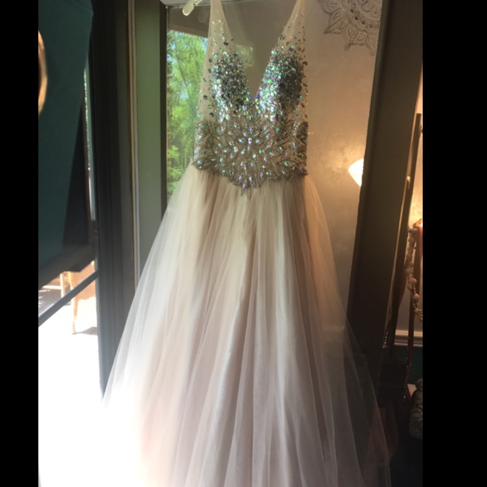 David's Bridal Champagne Ball Gown